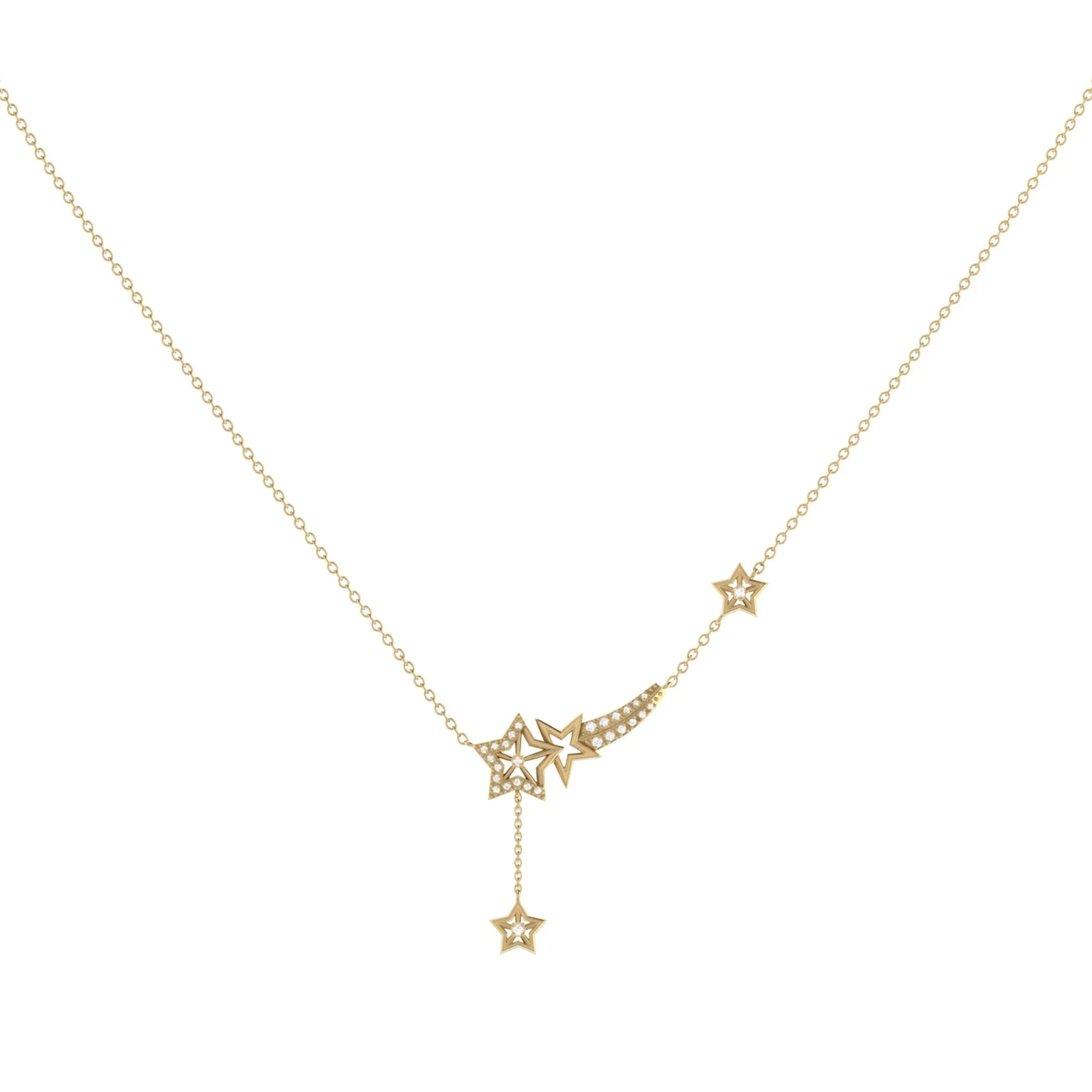 14K Gold Vermeil Starlight Diamond Drop Necklace on Sterling Silver