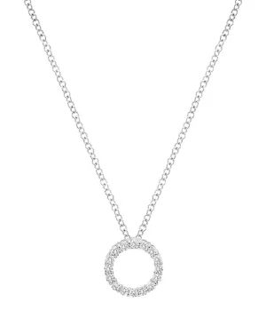 14K White Gold Diamond Circle Pendant