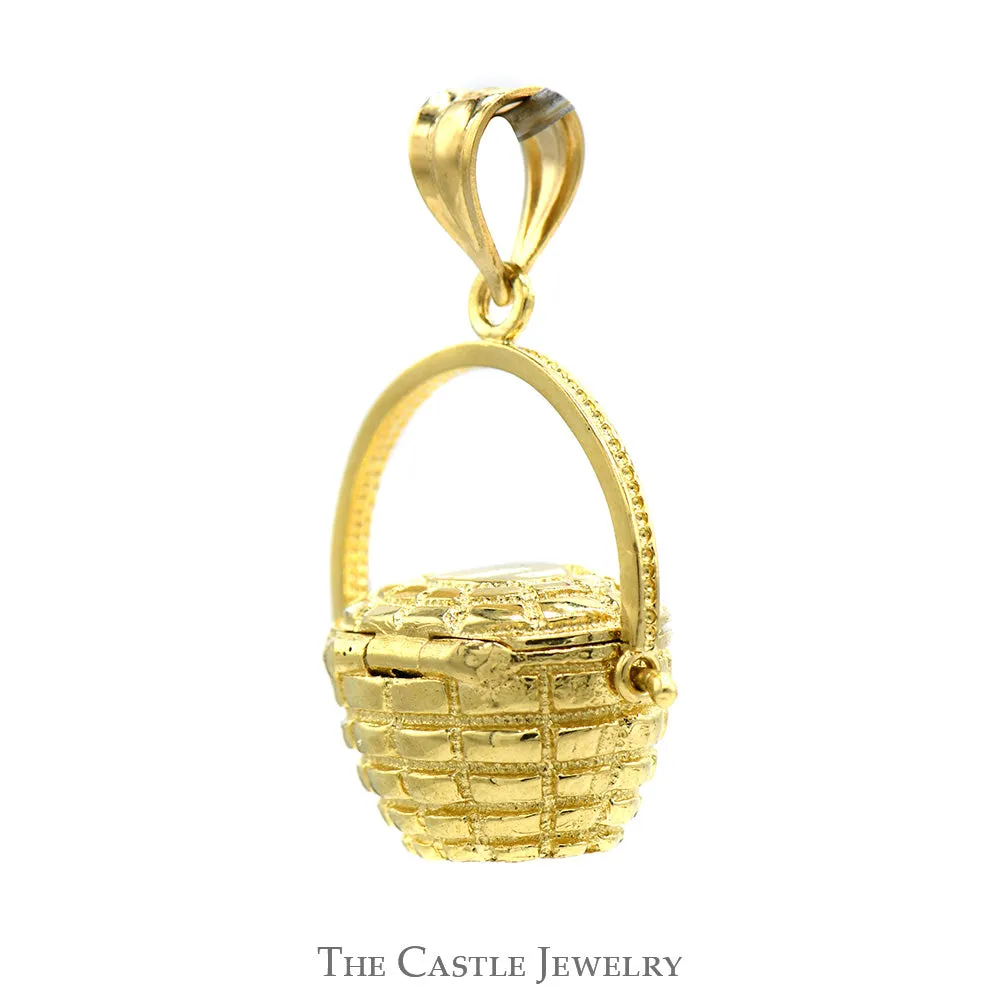 14k Yellow Gold Basket Charm Pendant