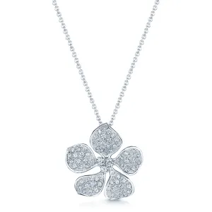 18ct White Gold Diamond Flower Petal Pendant