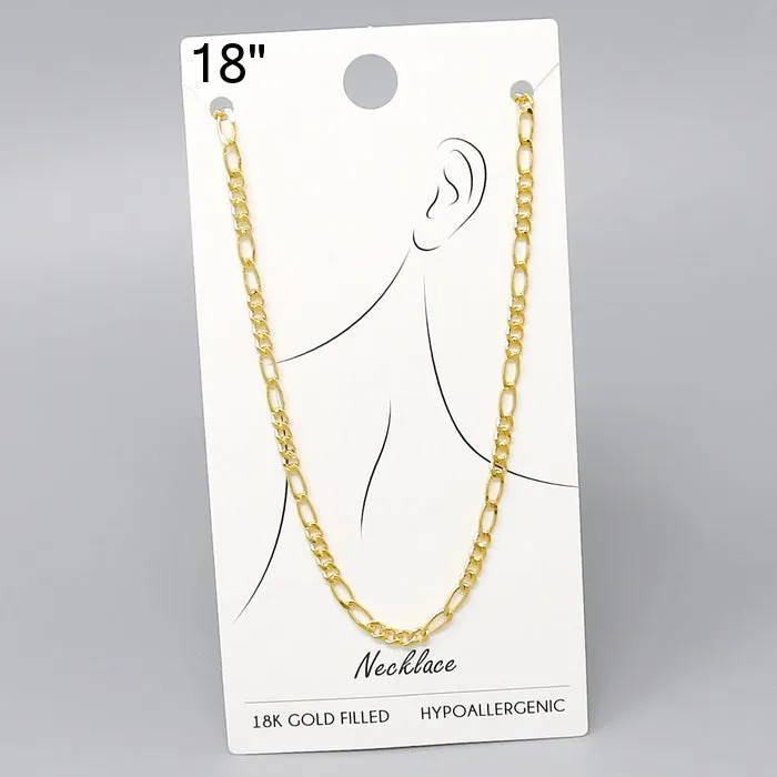 18K Gold Filled Figaro Chain Necklace - 18"