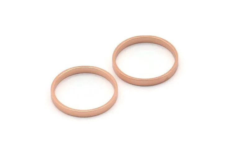 18mm Circle Connectors - 10 Rose Gold Plated Brass Circle Connectors (18x0.8x2mm) D0310 Q0631