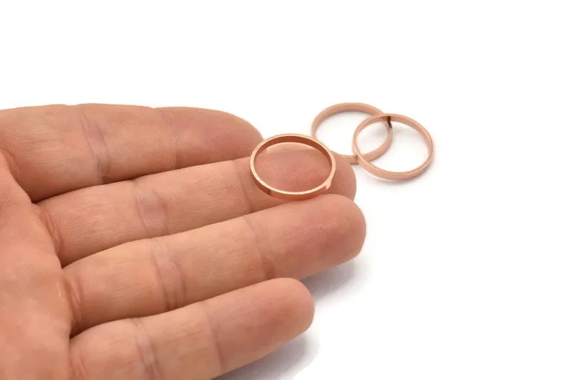 18mm Circle Connectors - 10 Rose Gold Plated Brass Circle Connectors (18x0.8x2mm) D0310 Q0631