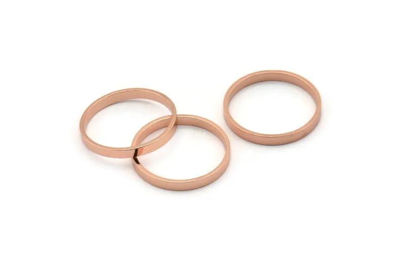 18mm Circle Connectors - 10 Rose Gold Plated Brass Circle Connectors (18x0.8x2mm) D0310 Q0631