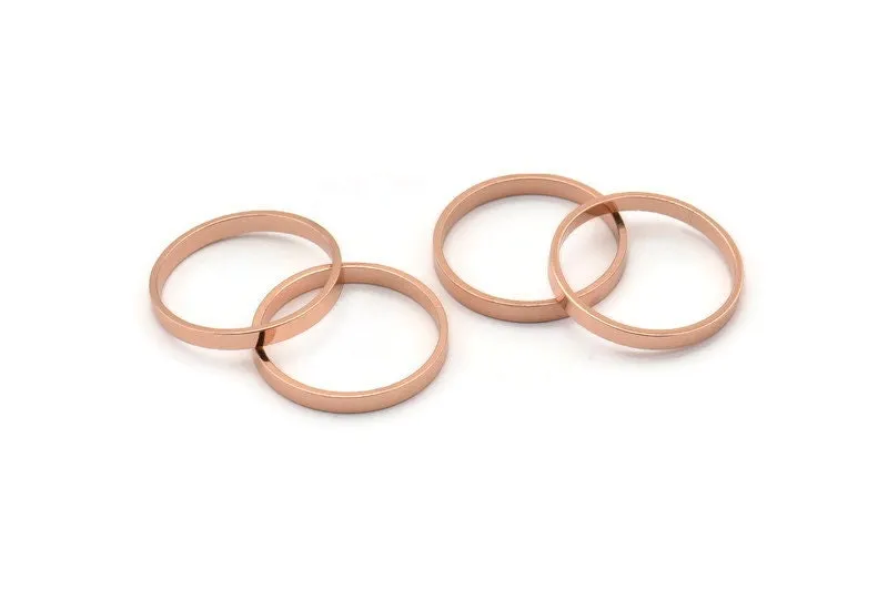 18mm Circle Connectors - 10 Rose Gold Plated Brass Circle Connectors (18x0.8x2mm) D0310 Q0631