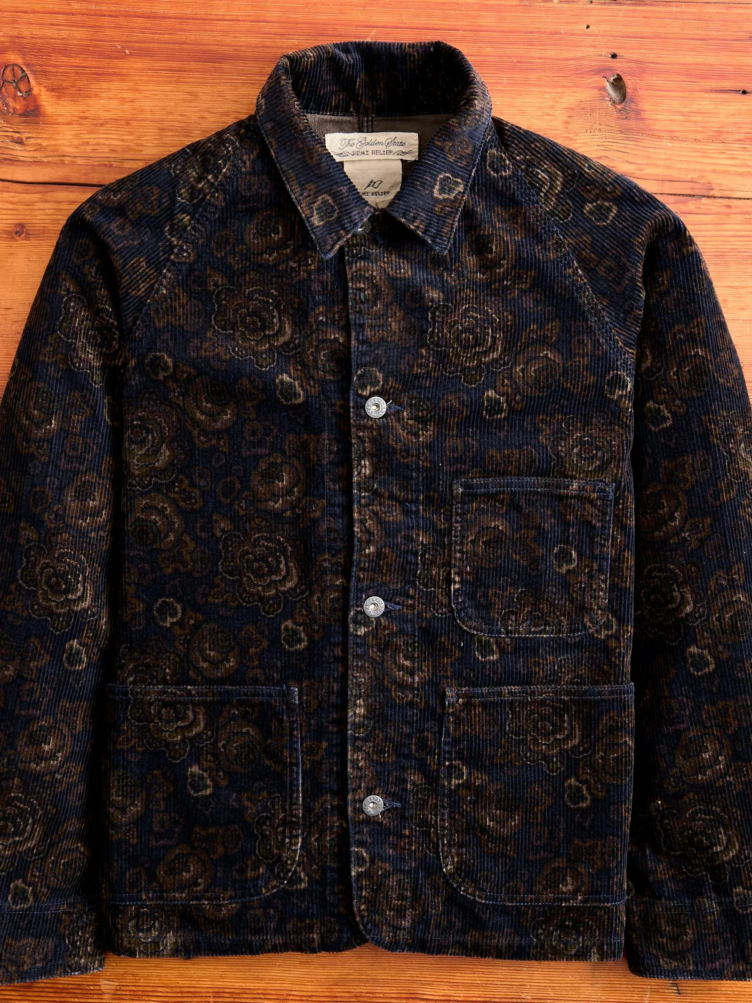 8W Printed Corduroy Engineer Jacket in Black