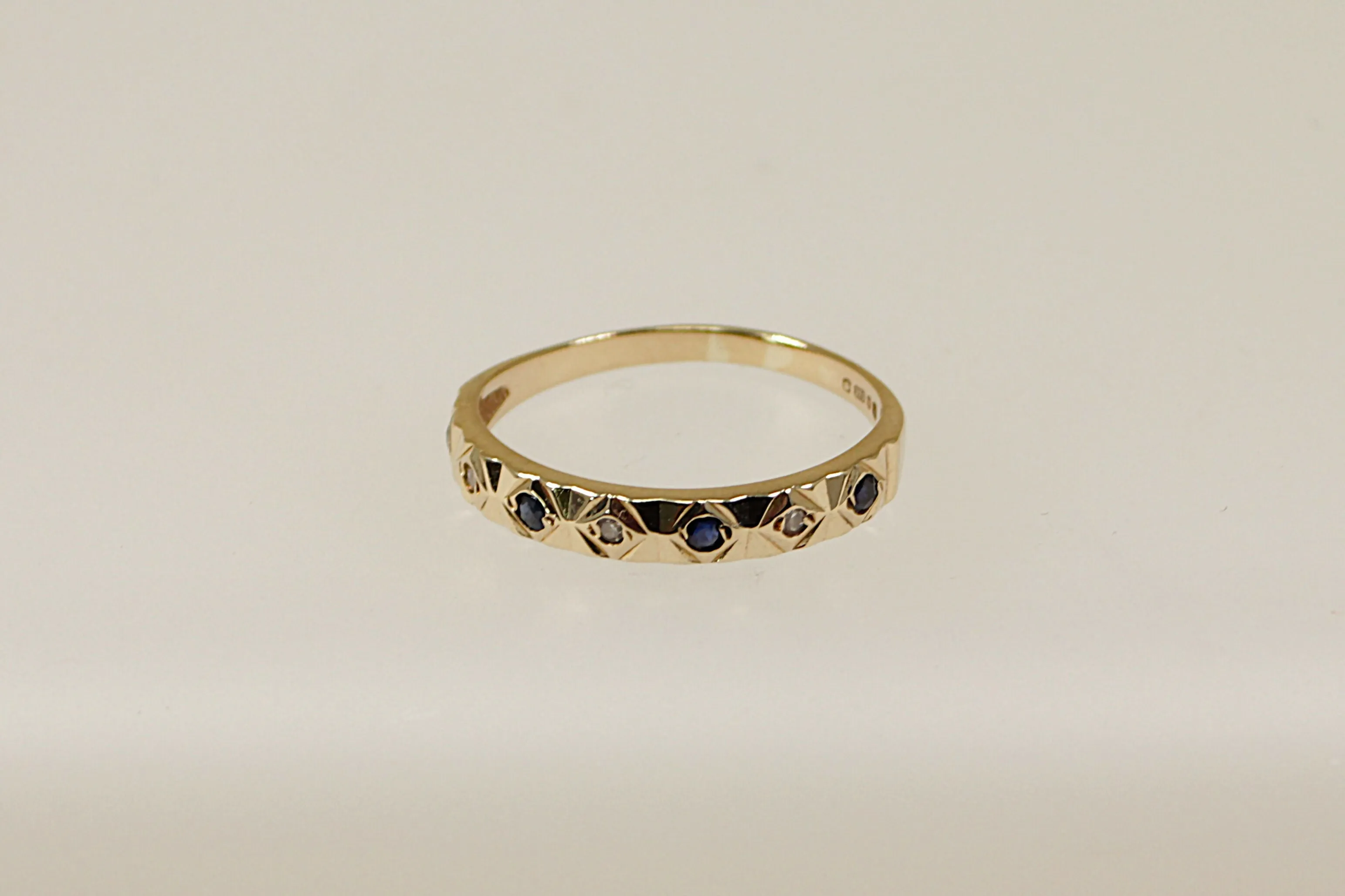 9ct Gold Sapphire & Diamond Half Eternity Ring