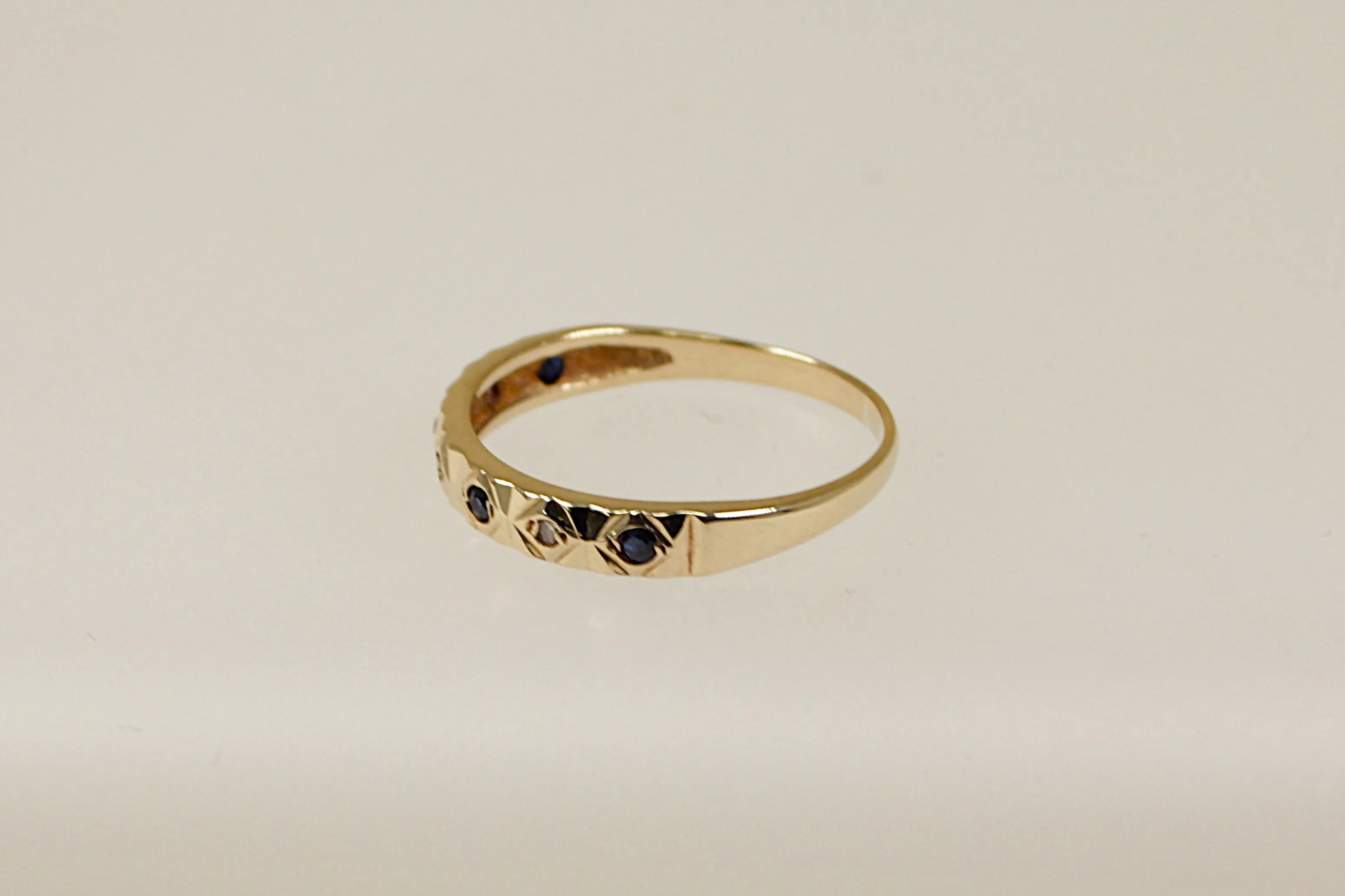 9ct Gold Sapphire & Diamond Half Eternity Ring