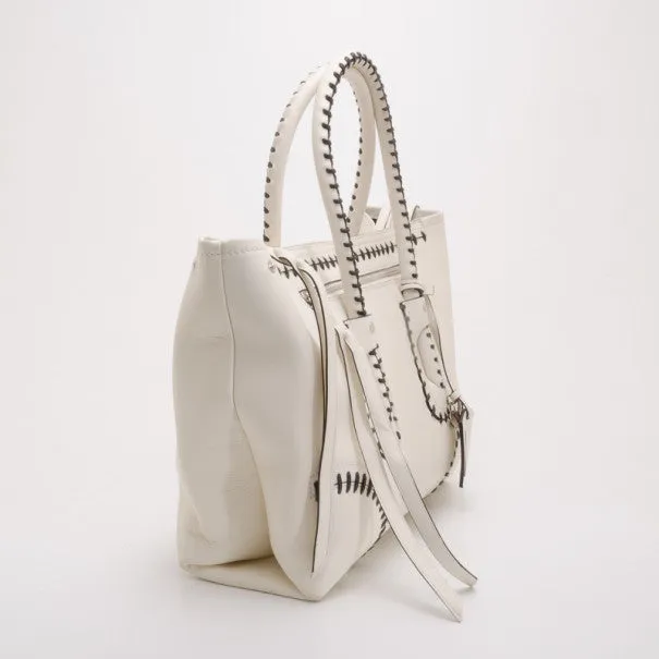 Alexander McQueen White Folkstitch Tote