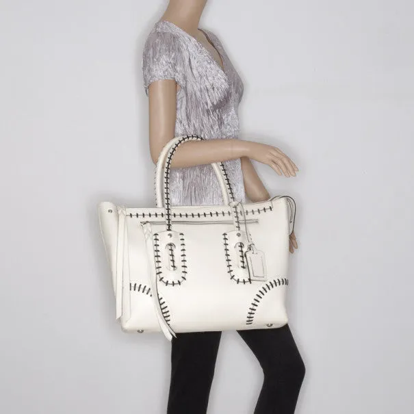 Alexander McQueen White Folkstitch Tote