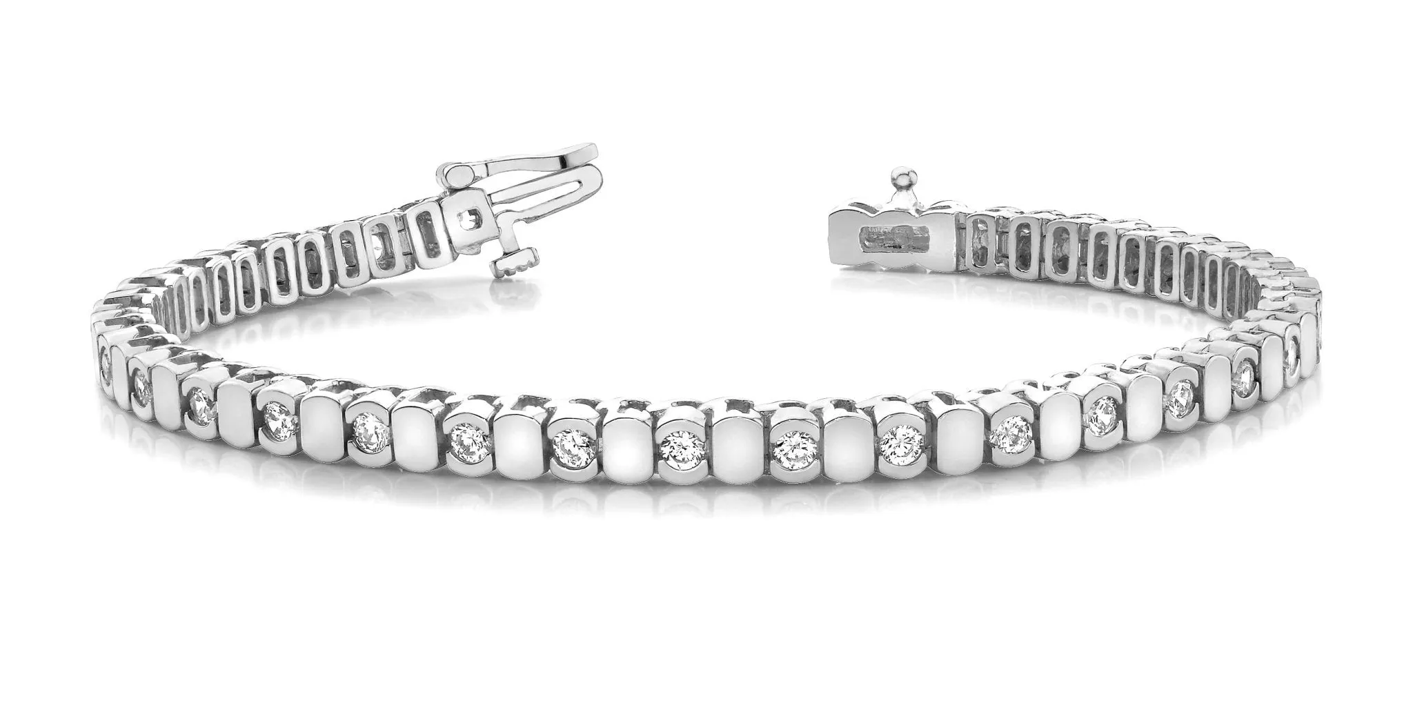 Alternating Bezel Lab-Grown Diamond Bracelet with 3.96 ct.(finished) 3.75mm