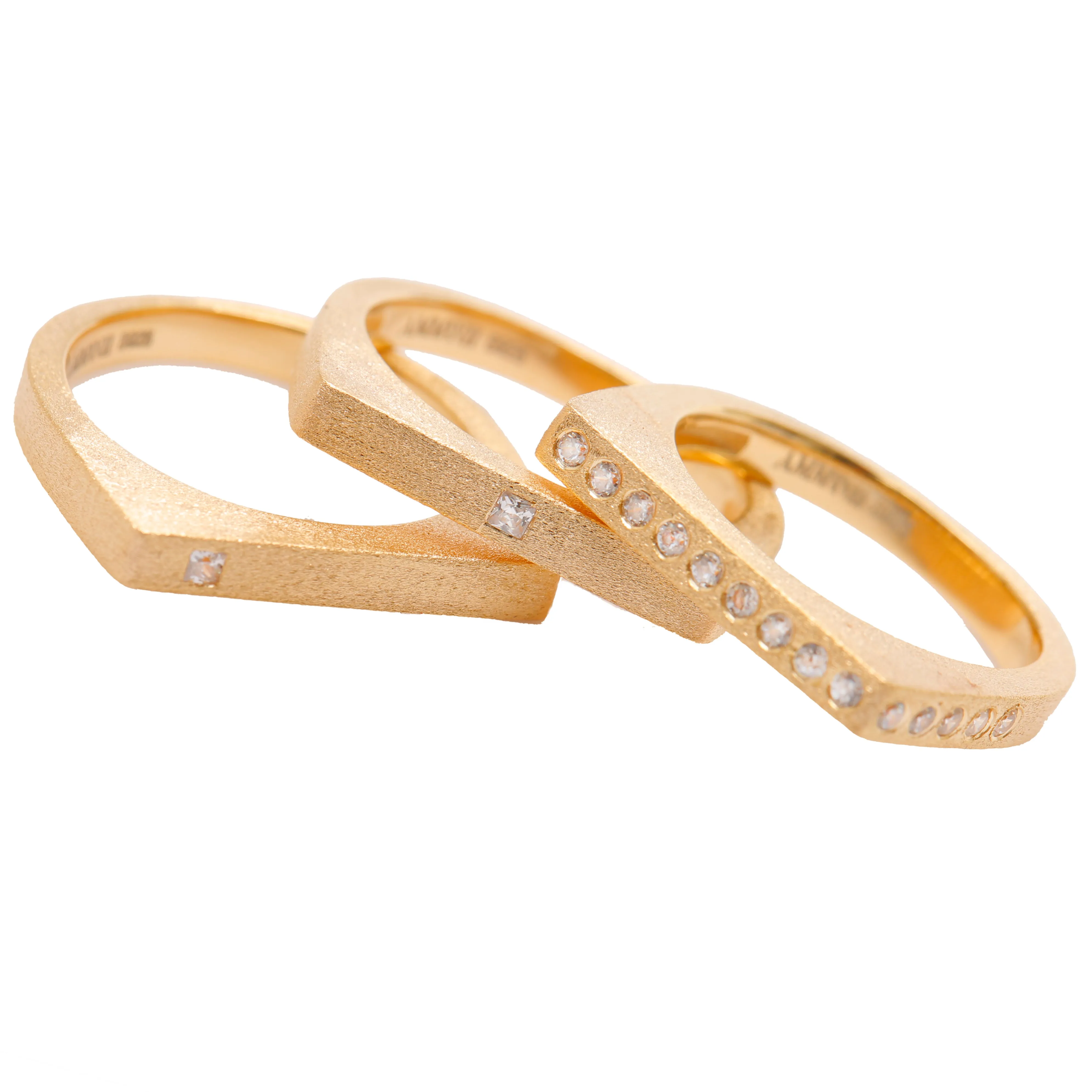 AMMANII The Life Force Stackable Ring Set of 3 in Vermeil Gold