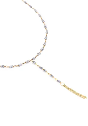 Anne Sportun Iolite Bead Lariat Tassel Chain Necklace