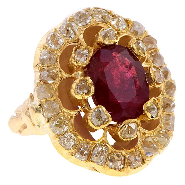 Antique French Ruby & Diamond Ring