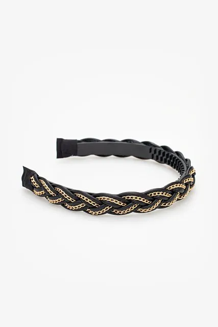 Antler Braided Chain Headband Black