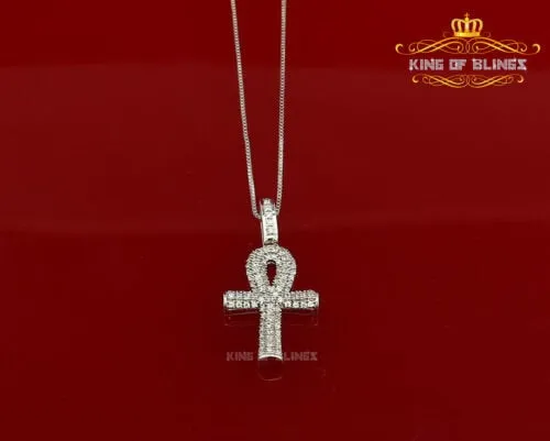 Attractive White ANKH 925 Sterling Silver Pendant with 0.82ct Cubic Zirconia