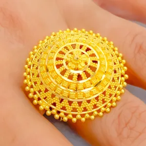 Beaded Eclectic Decadent 22k Gold Statement Ring