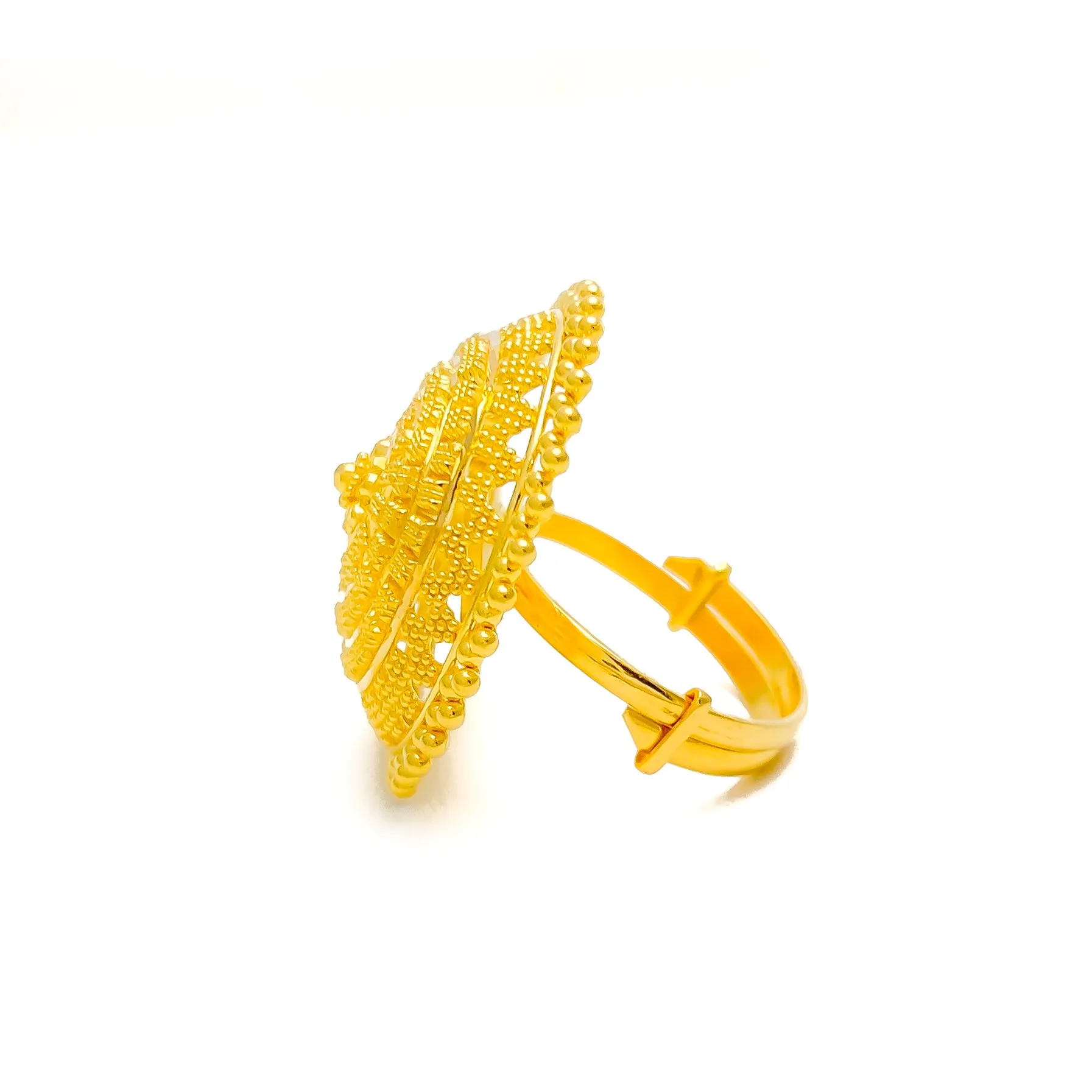 Beaded Eclectic Decadent 22k Gold Statement Ring