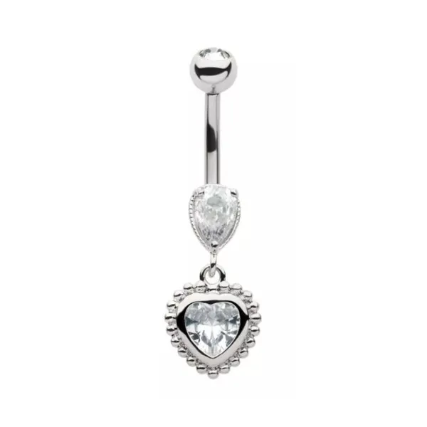 Belly Ring - Heart Beaded Edge