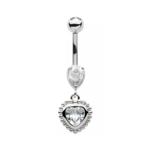 Belly Ring - Heart Beaded Edge