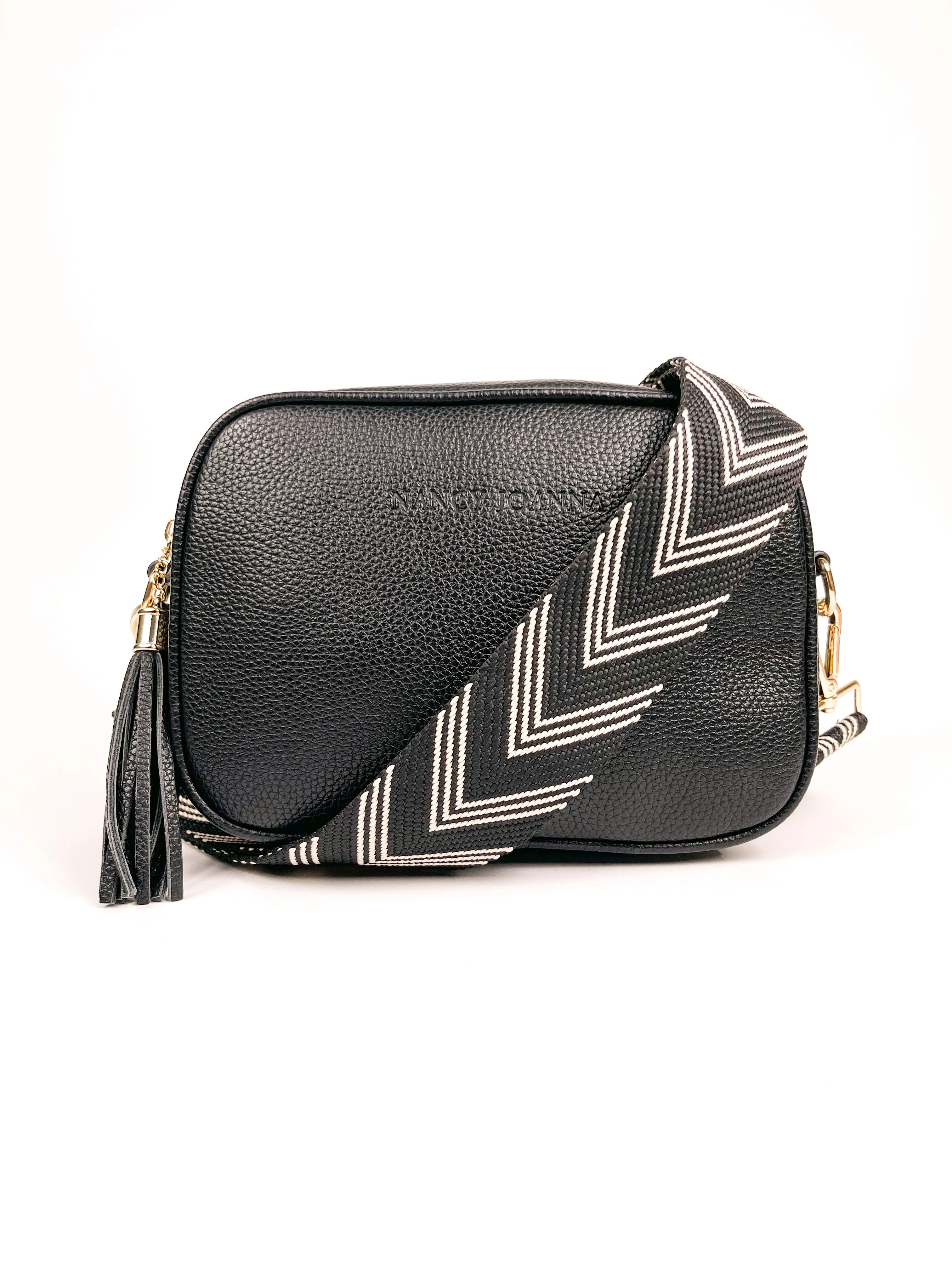 BLACK CHEVRON CROSSBODY STRAP