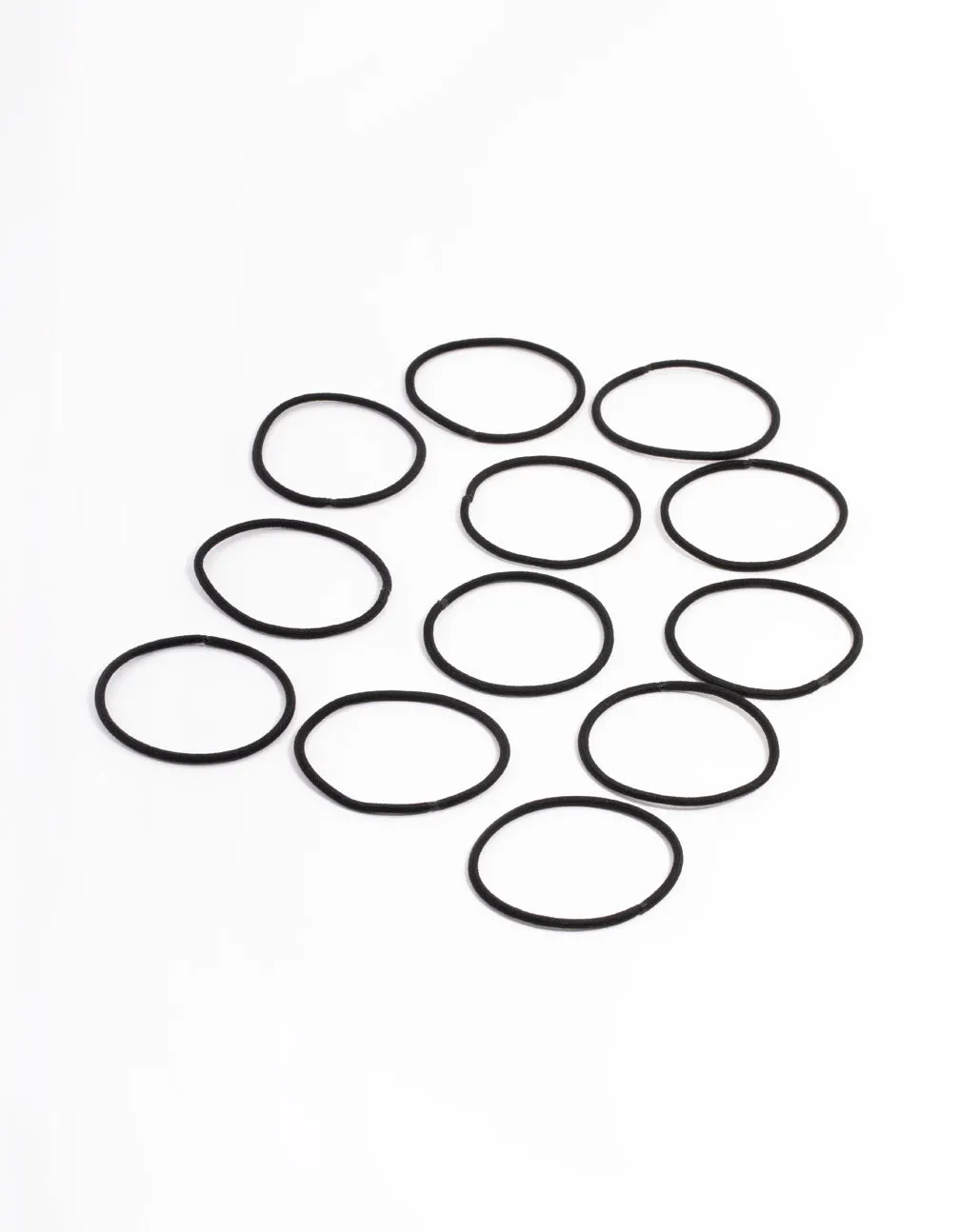 Black Fabric Basic Thin Hair Ties 12-Pack