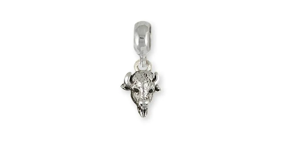 Buffalo Charm Slide Jewelry Sterling Silver Handmade Bison Charm Slide BUF6-PNS