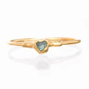 Dainty Raw Emerald Ring in Yellow Gold