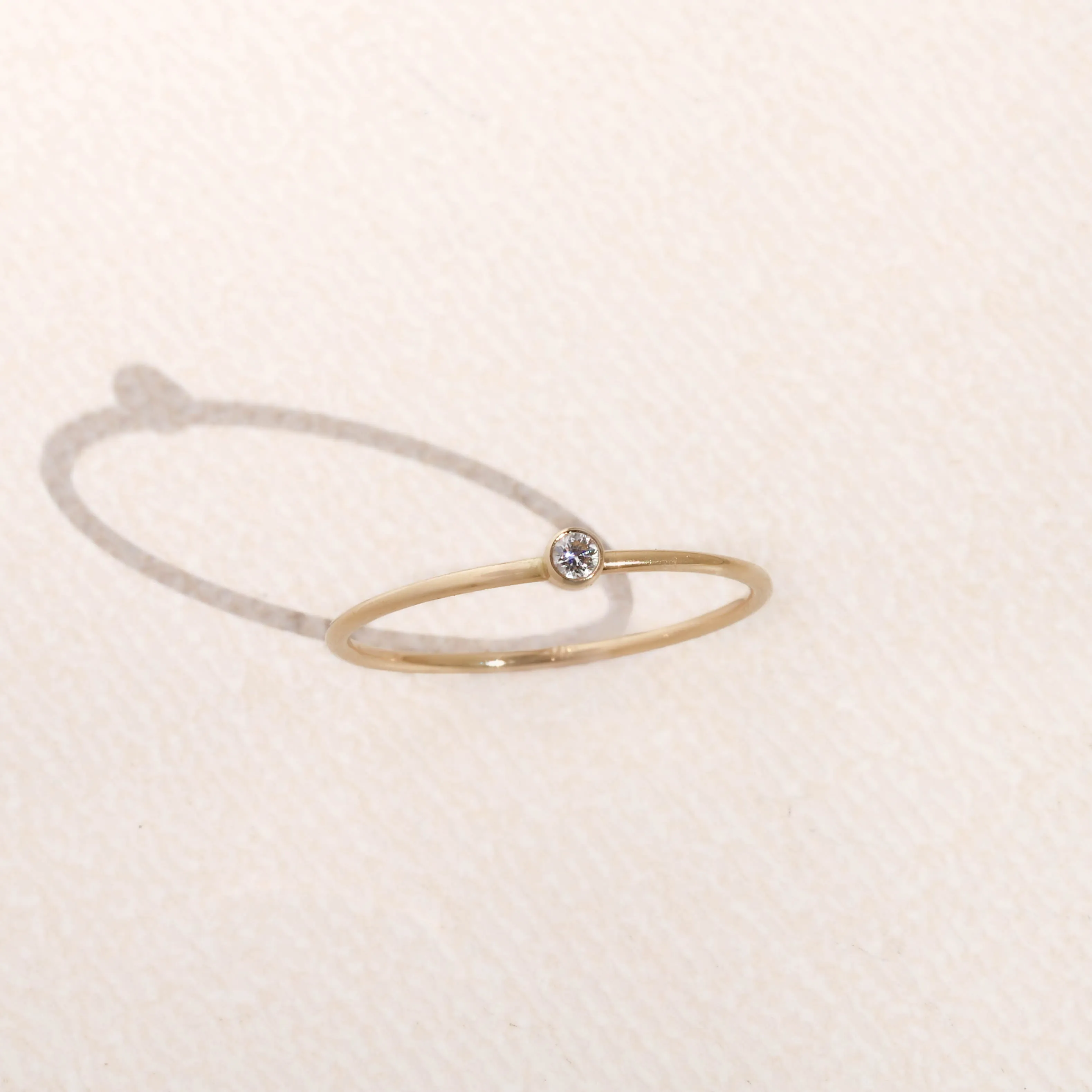 Dainty Solitaire Ring - 14K Gold