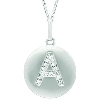 Diamond initial monogram disc pendant