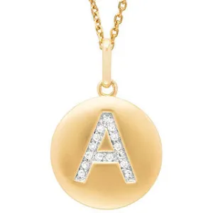 Diamond initial monogram disc pendant