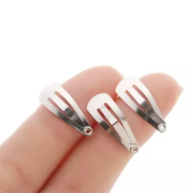 Doll hair clip blanks silver 2cm hair slides