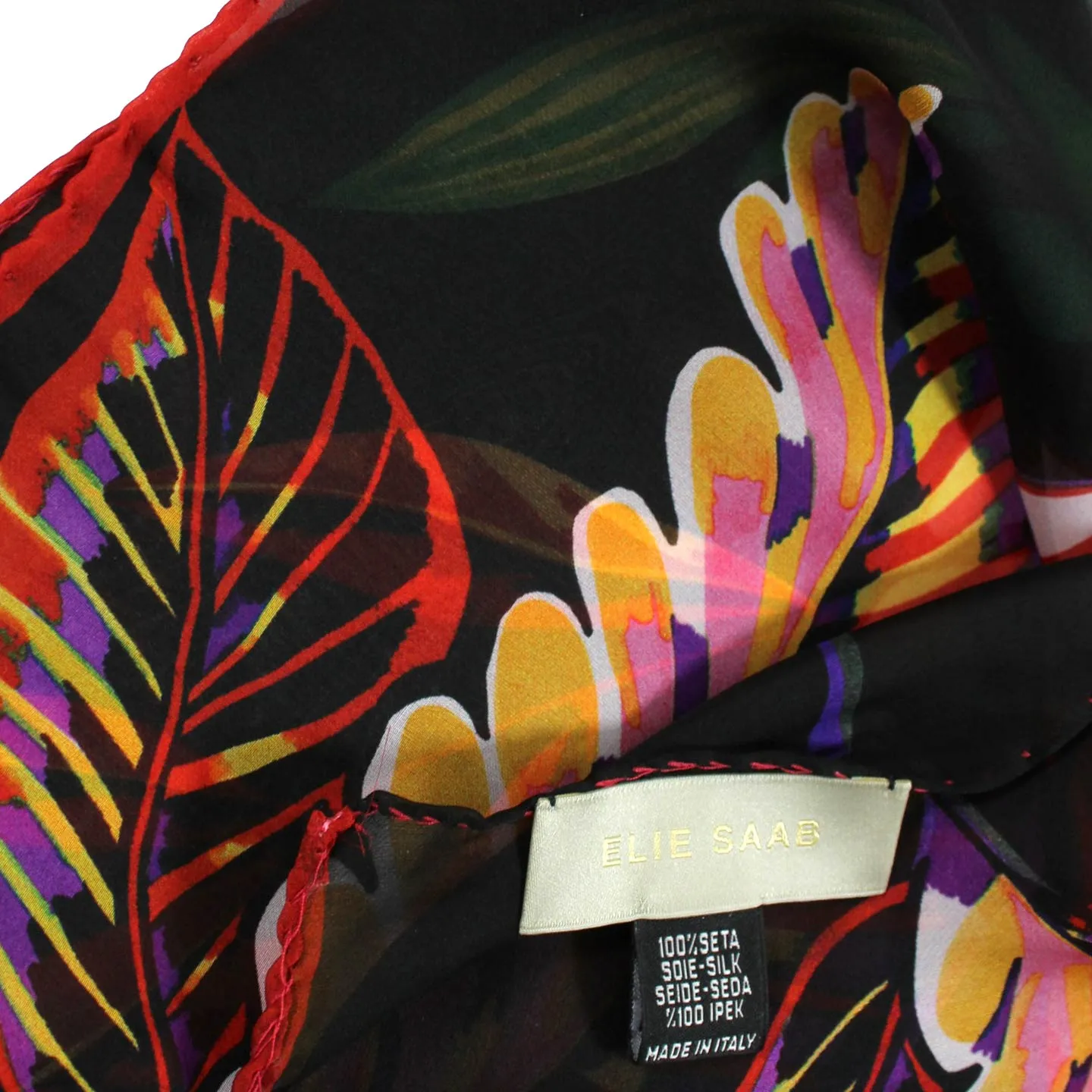 Elie Saab Scarf Black Red Purple Floral - Chiffon Silk Shawl SALE