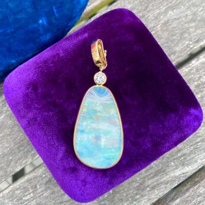 Estate Opal & Diamond Drop Necklace