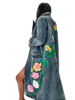 'Flower Power' Denim Blazer