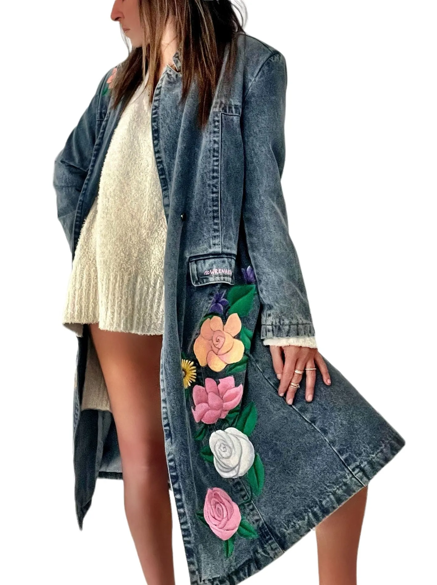 'Flower Power' Denim Blazer