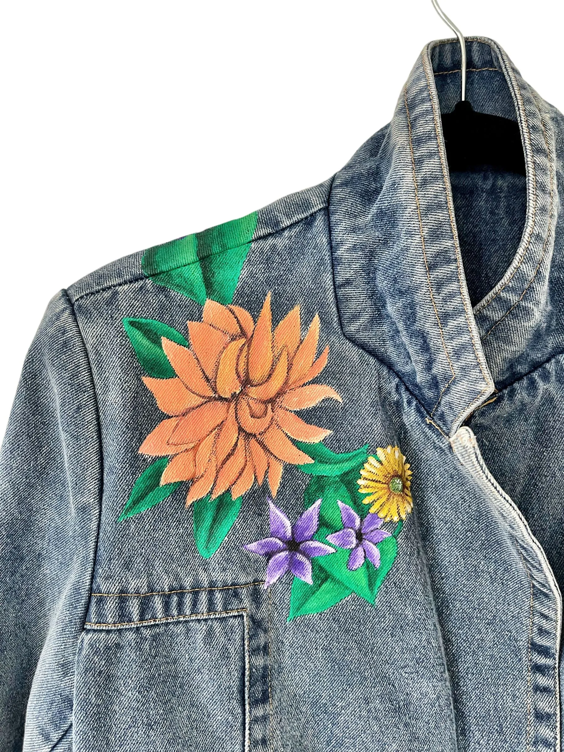 'Flower Power' Denim Blazer