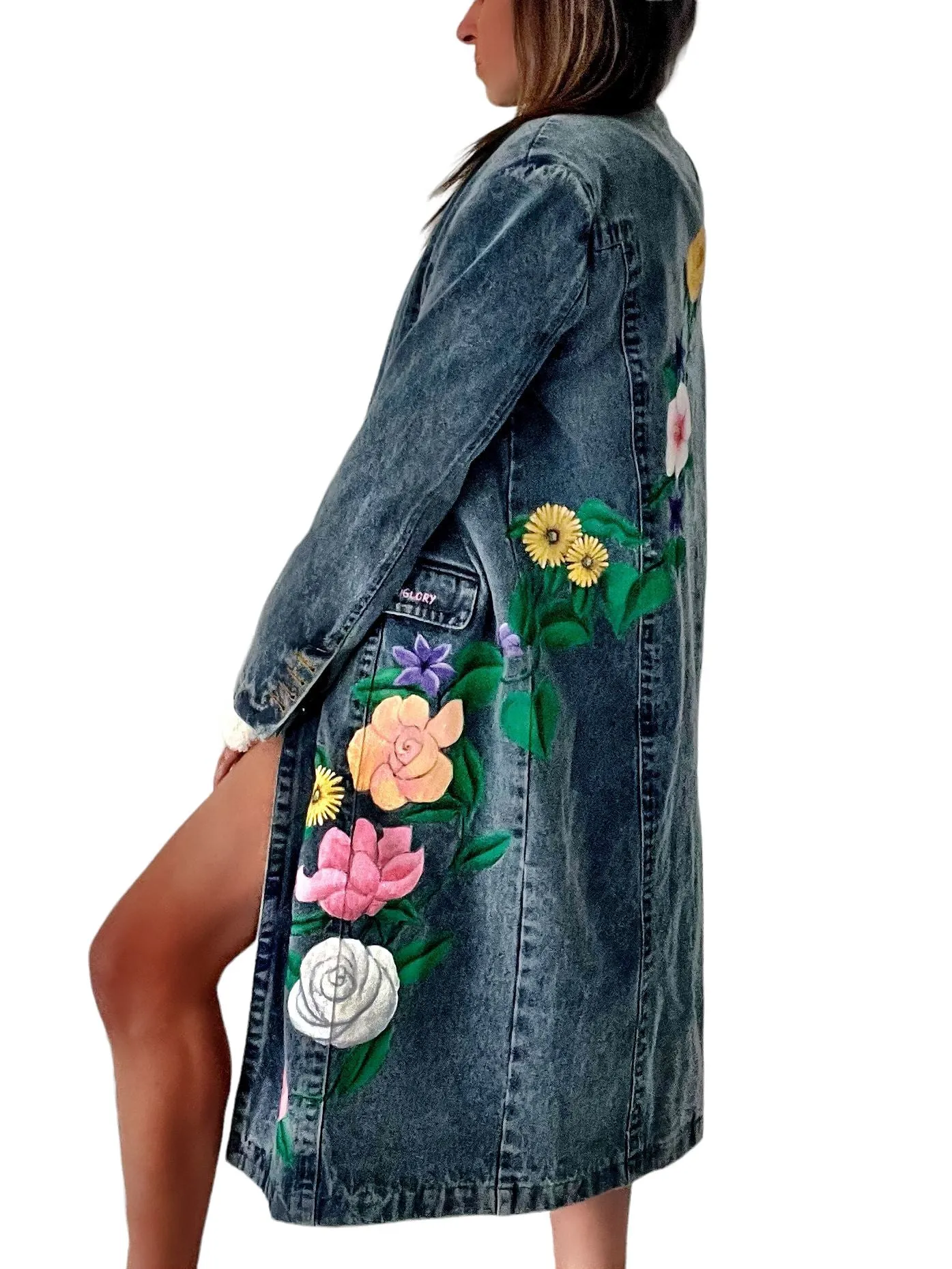 'Flower Power' Denim Blazer