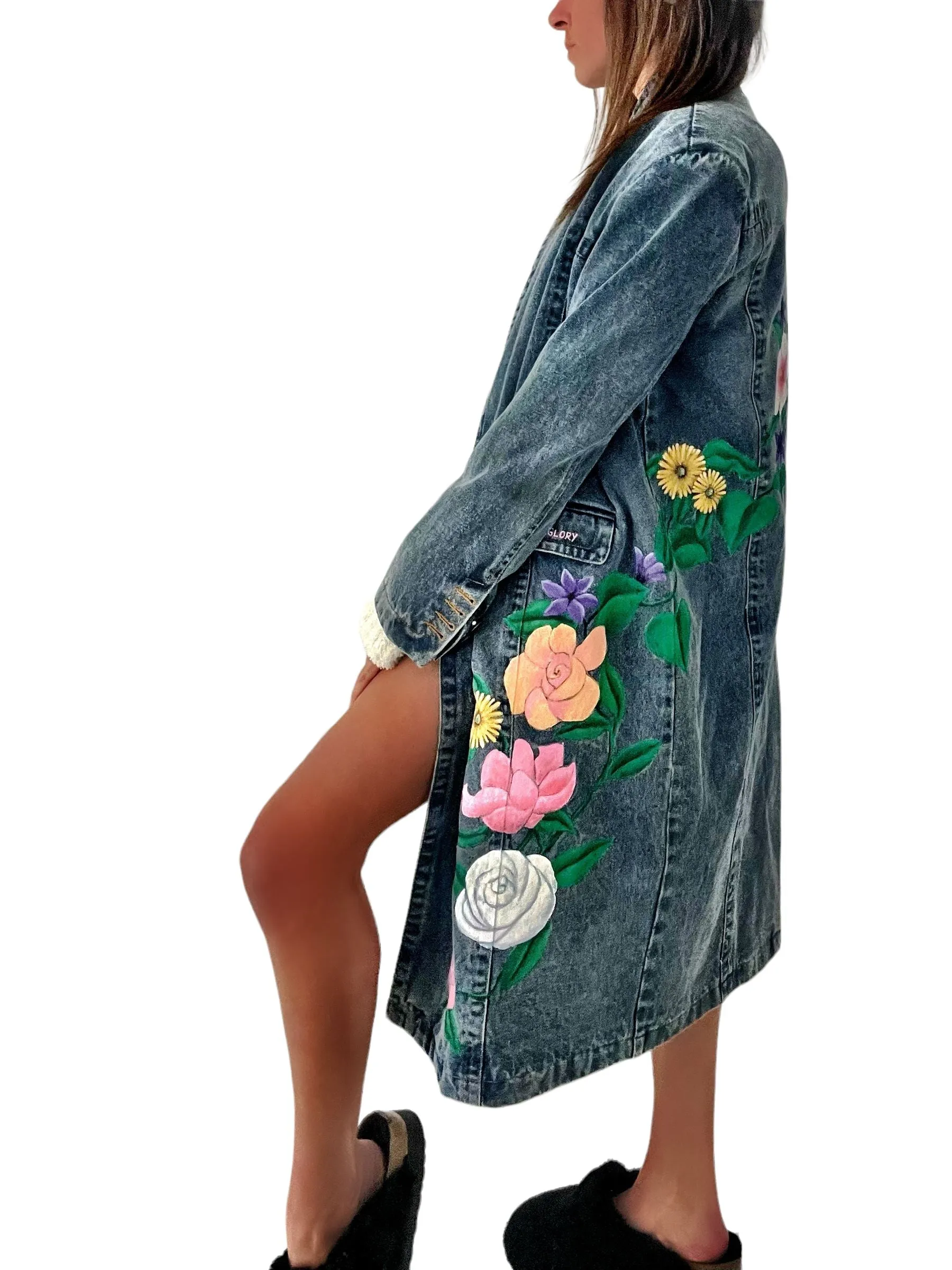 'Flower Power' Denim Blazer