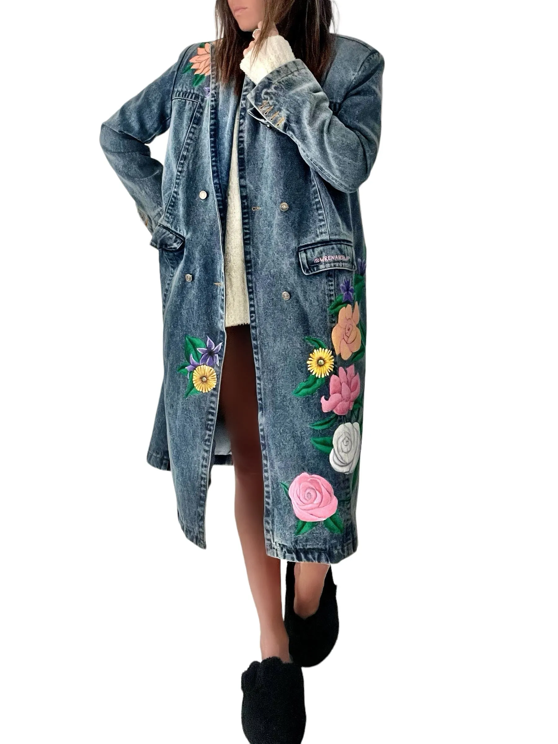 'Flower Power' Denim Blazer