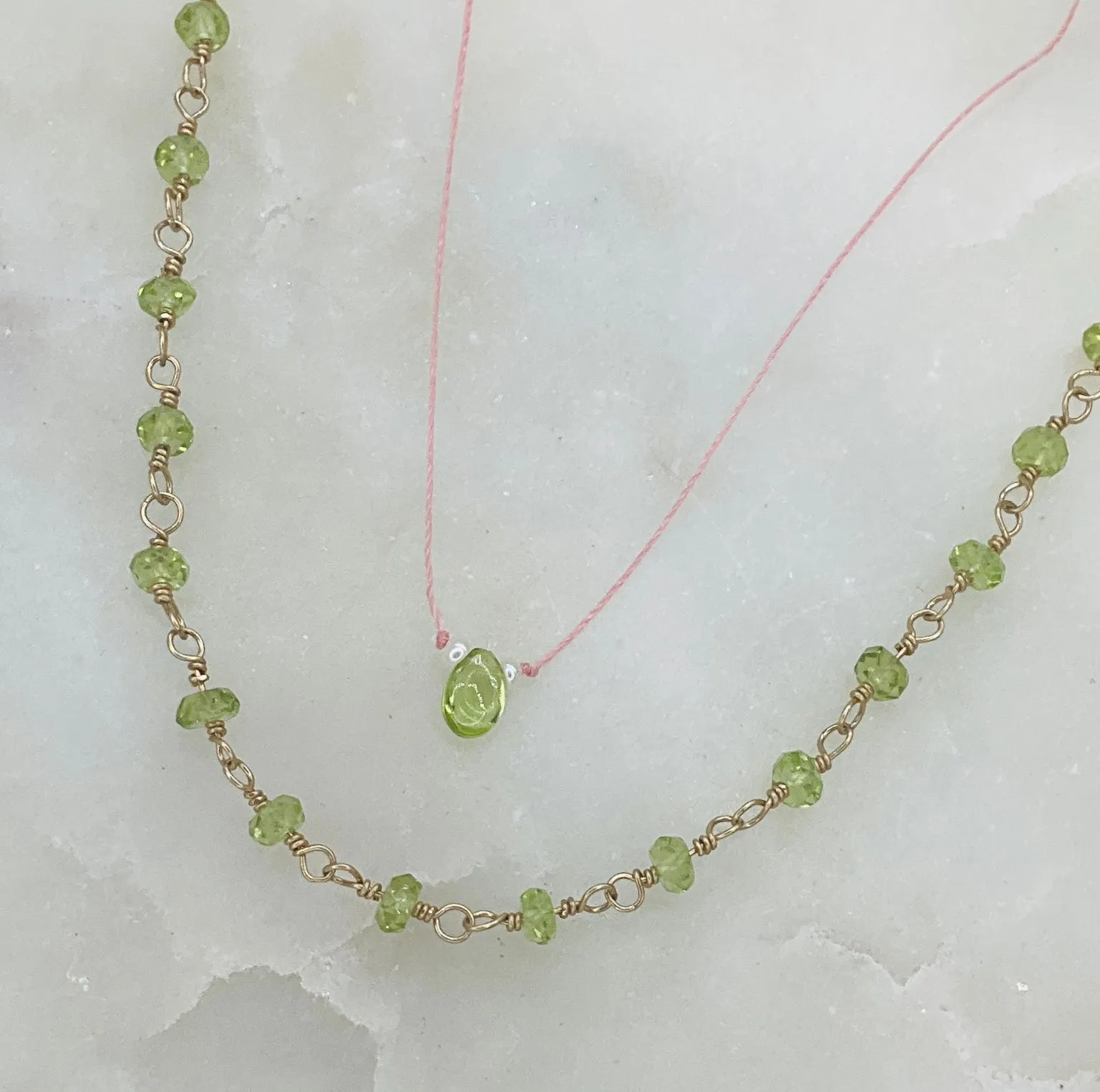 Gemstone Rosary Necklace ~ Translucent Green Peridot