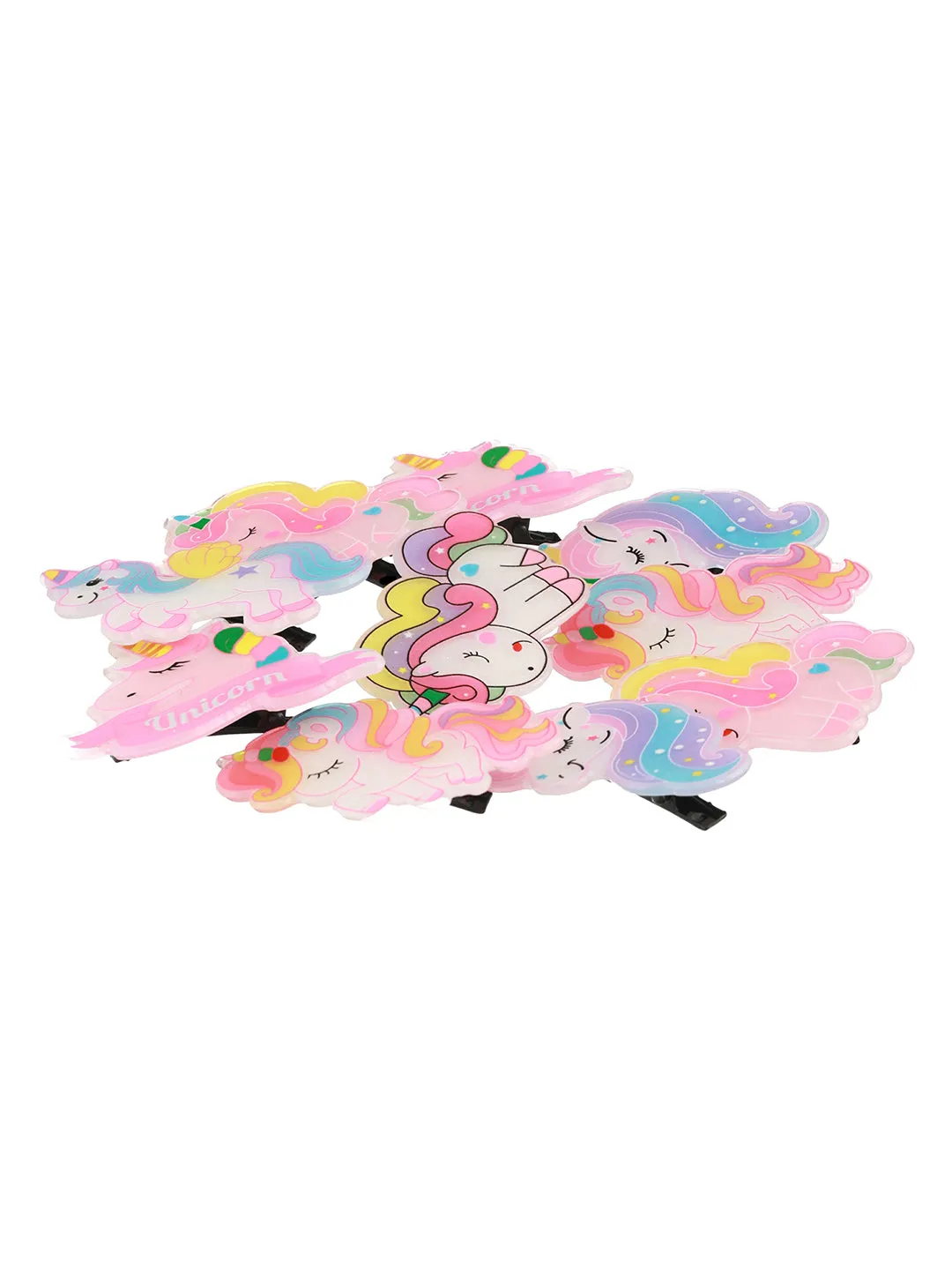 Girls Set Of 10 Multicoloured Unicorn Alligator Hair Clip