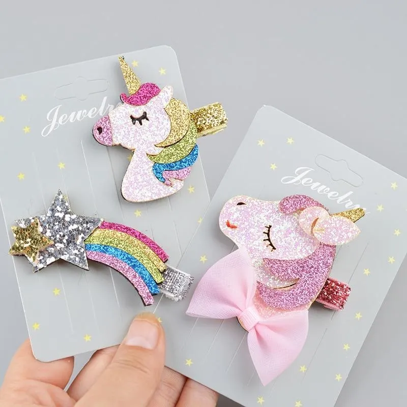 Glitter Unicorn Barettes