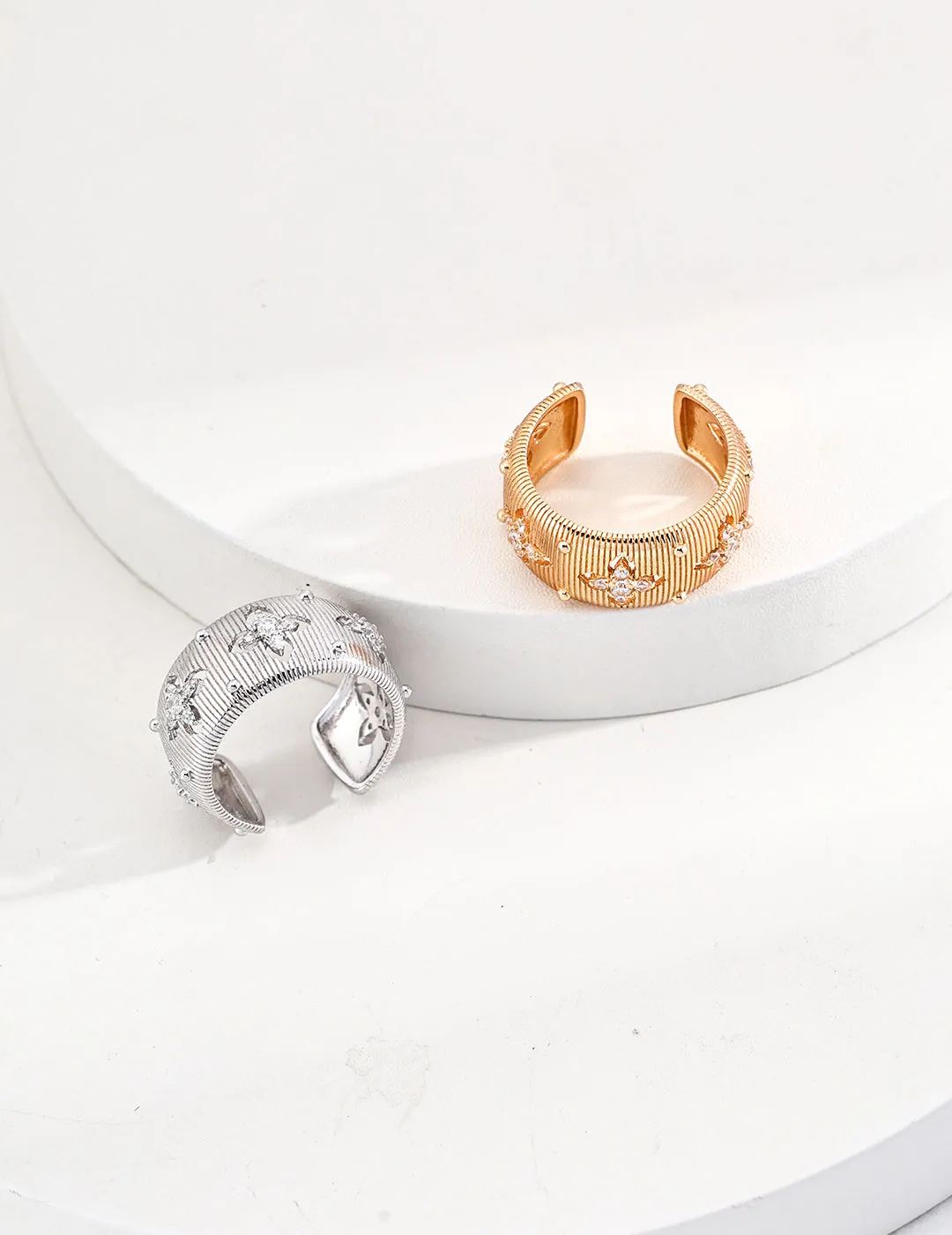 Gold Sterling Silver Simple Zircon Rings