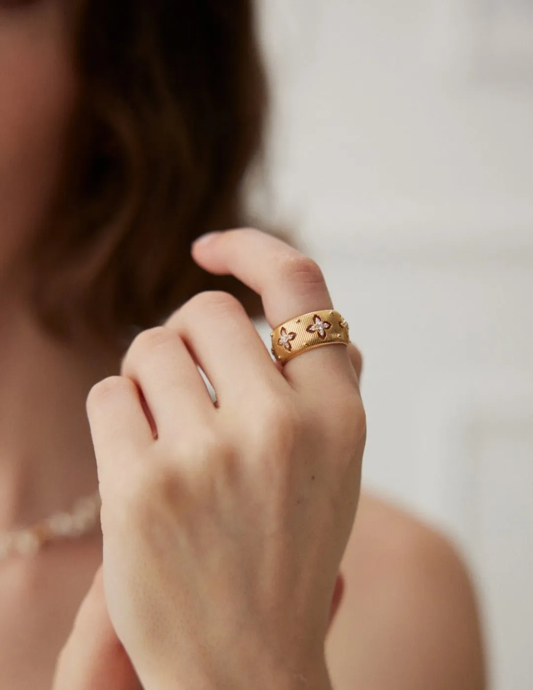 Gold Sterling Silver Simple Zircon Rings