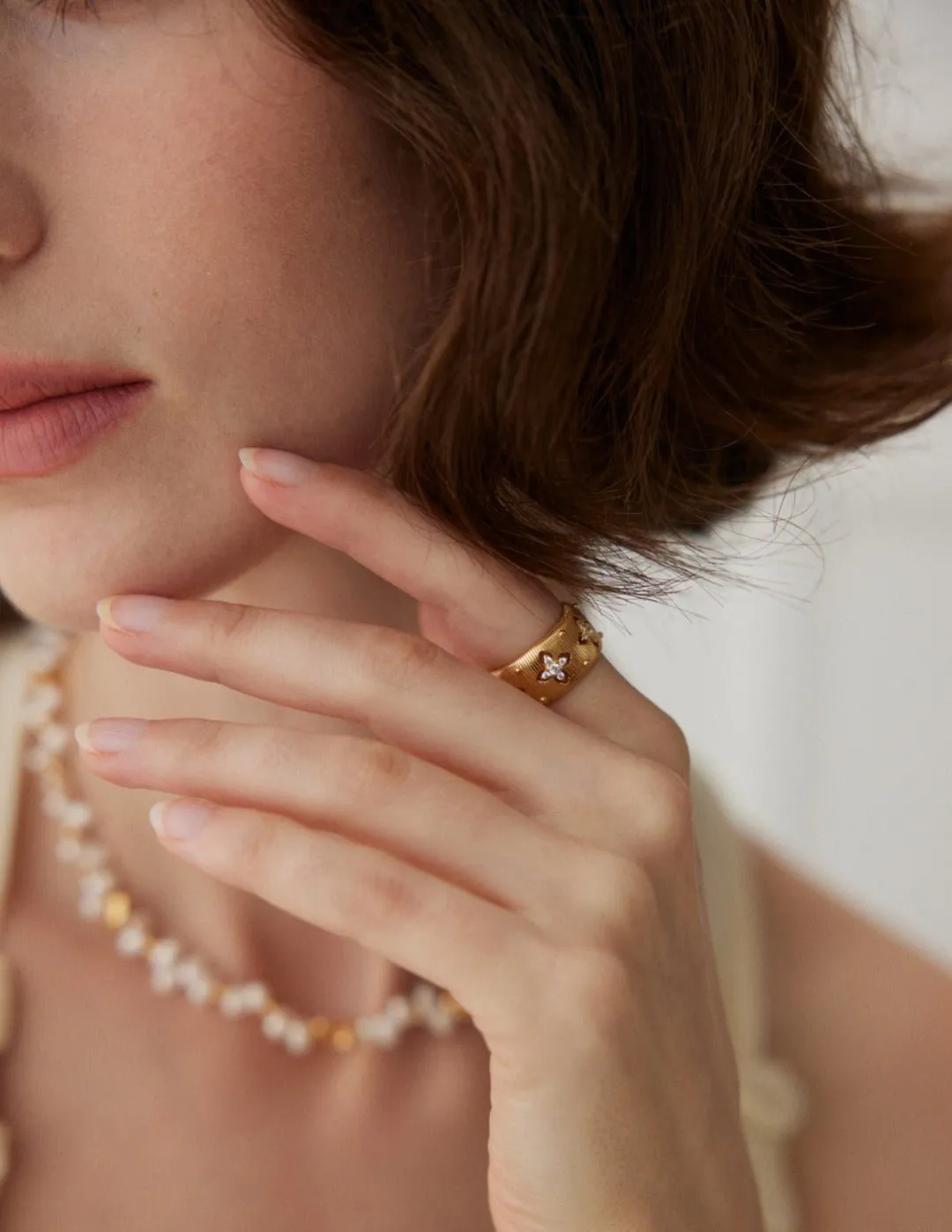 Gold Sterling Silver Simple Zircon Rings