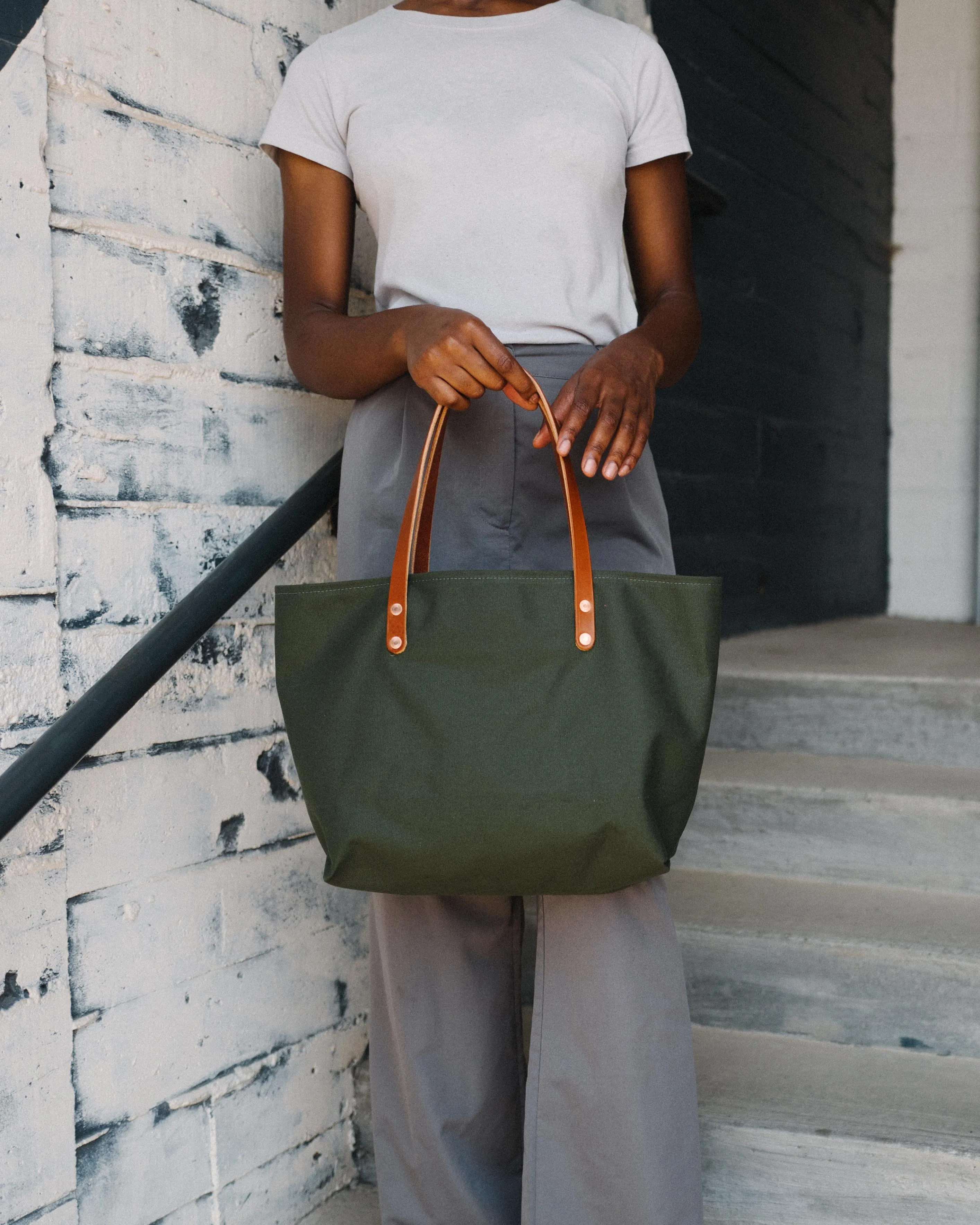 Green Canvas East West Tote