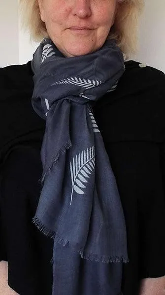 Gunmetal Grey Silver Fern Scarf