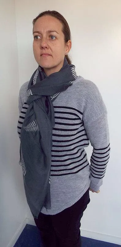 Gunmetal Grey Silver Fern Scarf