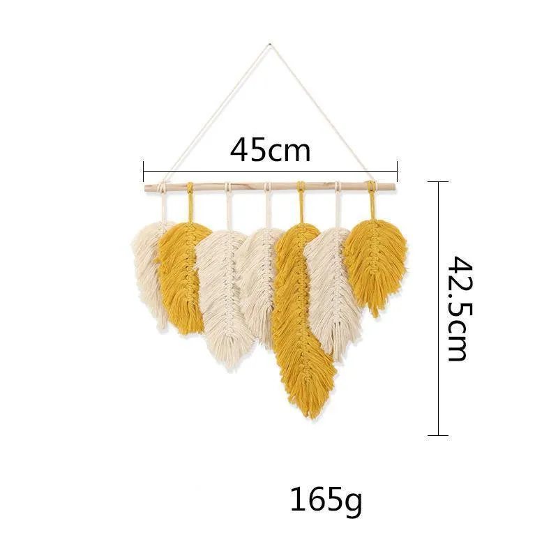 Handwoven Macrame Feather Wall Hanging